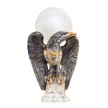 * A Carved Alabaster Figural Lamp   in the form of a perched eagle.   Height 10 inches.   Estimate $