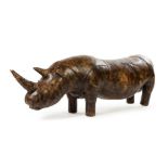 * A Leather-Clad Rhinoceros Footstool   dimitri omersa for abercrombie & fitch, circa 1960s