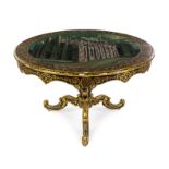 * A Victorian Mother-of-Pearl Inlaid and Japanned Tilt-Top Table   the circular top painted to