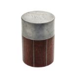 A Jens Risom Pewter Mounted Mahogany Jar   designed by paul evans and philip lloyd powell   of