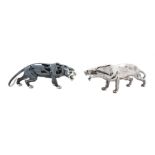 * A Pair of Italian Silver Table Ornaments   20th Century   each in the form of a striding panther.