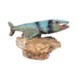 * Beatrice Wood   (American, 1893-1998)   Fish   glazed earthenware, stone   Height 8 1/4