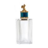 A Russian Silver-Gilt, Guilloche Enamel and Glass Scent Flask   19th/20th Century   having a stopper