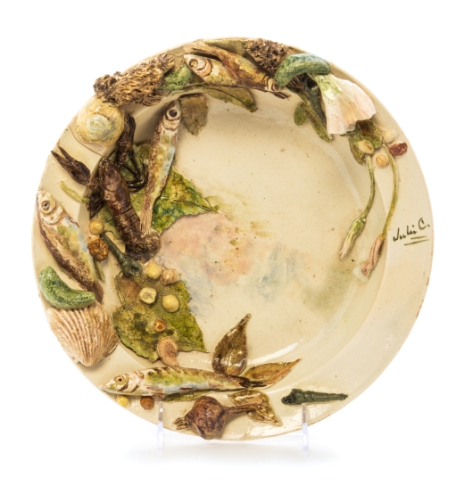 * A French Palissy Style Majolica Tromp L'Oeil Dish   19th/20th century, julie c. laudet   worked to