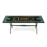 * An Italian Scagliola Table Top   depicting a procession of four reveling figures within a