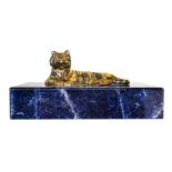 An Italian Silver-Gilt Mounted Hardstone Table Casket   Late 20th Century   the rectangular hinged