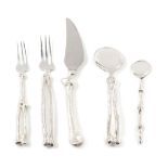 * A Michael Aram Pewter Flatware Service   1997   each cast with a bone motif, comprising:   4