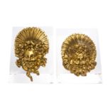 * Two Louis XV Style Gilt Bronze Mounts   20th century   one depicting the mask of Bacchus, the