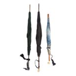 Three Victorian Umbrellas   late 19th/early 20th century   two with handholds in the form of