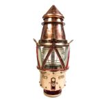 * A Large Brass and Copper Buoy Lantern   with a clear glass lens, electrified for use as a