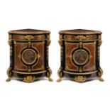 * A Pair of Napoleon III Gilt Bronze Mounted Boulle Marquetry Encoignures   attributed to grohe