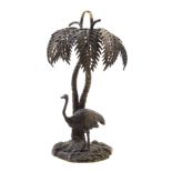 * An Austrian Bronze Sculpture   early 20th century   depicting an ostrich beneath a palm tree.