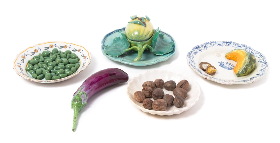 * A Group of Continental Tin-Glazed Earthenware Tromp L'Oeil Vegetables   18th/19th century