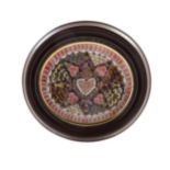 * A Framed Sailor's Shell Valentine   mid 19th century   of oval form, centered with a heart