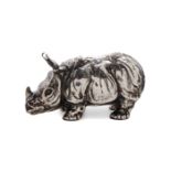 An Italian Silver Model of a Rhinoceros   Buccellati, 20th Century   depicted standing.   marked