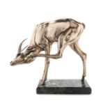 * Sirio Tofanari   (Italian, 1886-1969)   Gazelle, 1950   silver and black glass   incised S.