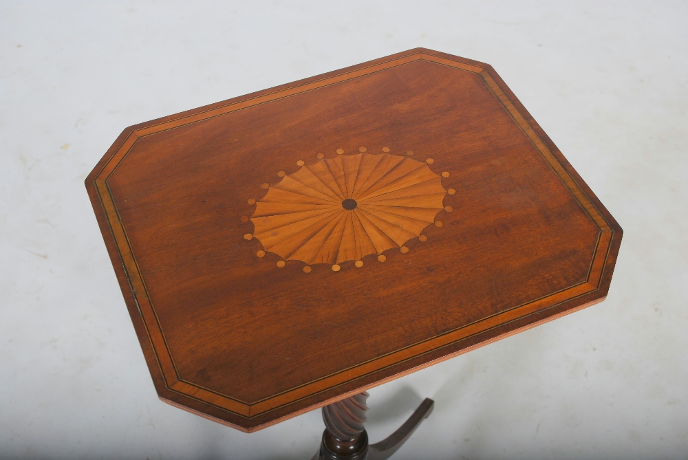 An Edwardian mahogany and satinwood banded occasional table, the octagonal top inlaid with oval - Image 2 of 2