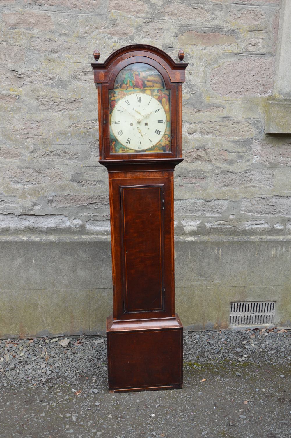 A 19th century mahogany and boxwood lined longcase clock GIBSON, GLASGOW, the enamelled dial with