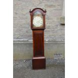 A 19th century mahogany and boxwood lined longcase clock GIBSON, GLASGOW, the enamelled dial with