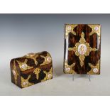 A Victorian coromandel, gilt metal and porcelain mounted stationary box and blotter HOWELL JAMES &