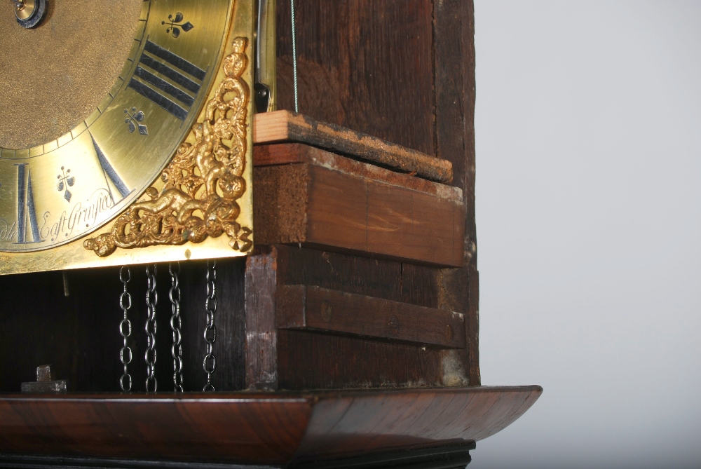 A 17th/ 18th century walnut, oyster veneered, marquetry inlaid and ebony lined longcase clock Nichs. - Image 8 of 10