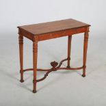 A 20th century mahogany hall table in the Neo Classical style, the rectangular top with a scroll