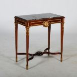 A late 19th century Continental mahogany and gilt metal mounted table, the rectangular top with a