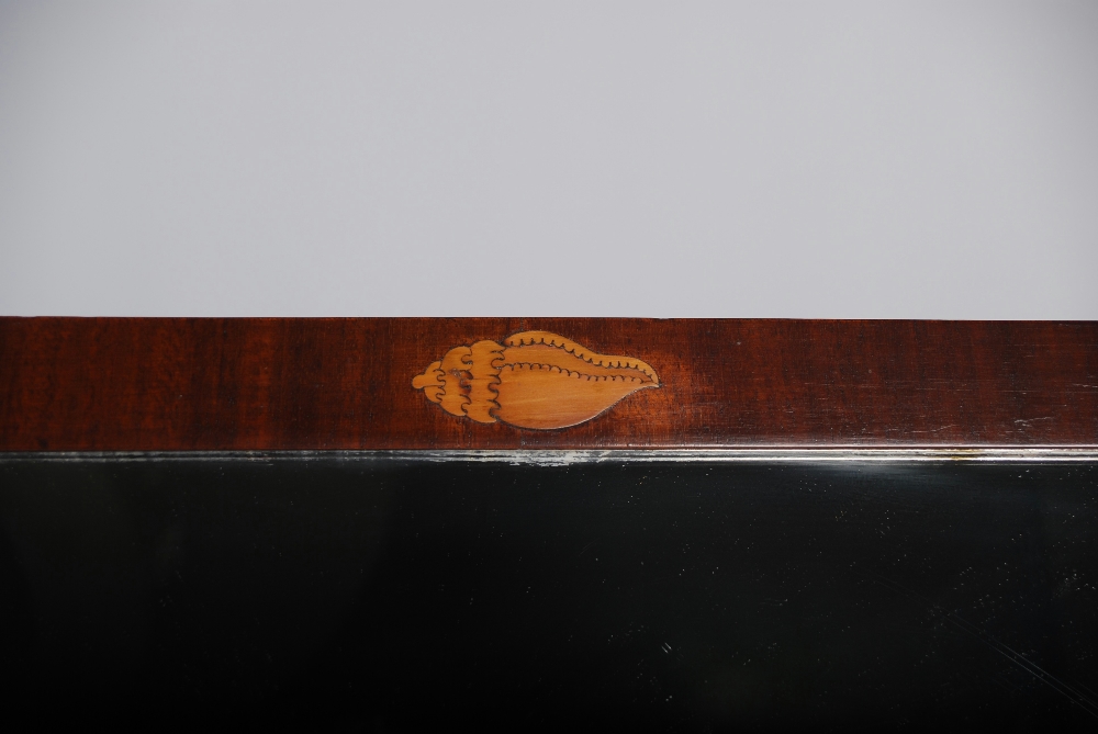 A 19th century mahogany and satinwood banded cheval mirror, the rectangular mirror plate raised on - Image 2 of 2