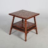 A Chinese dark wood and ivory inlaid occasional table, late 19th/ early 20th century, the square top