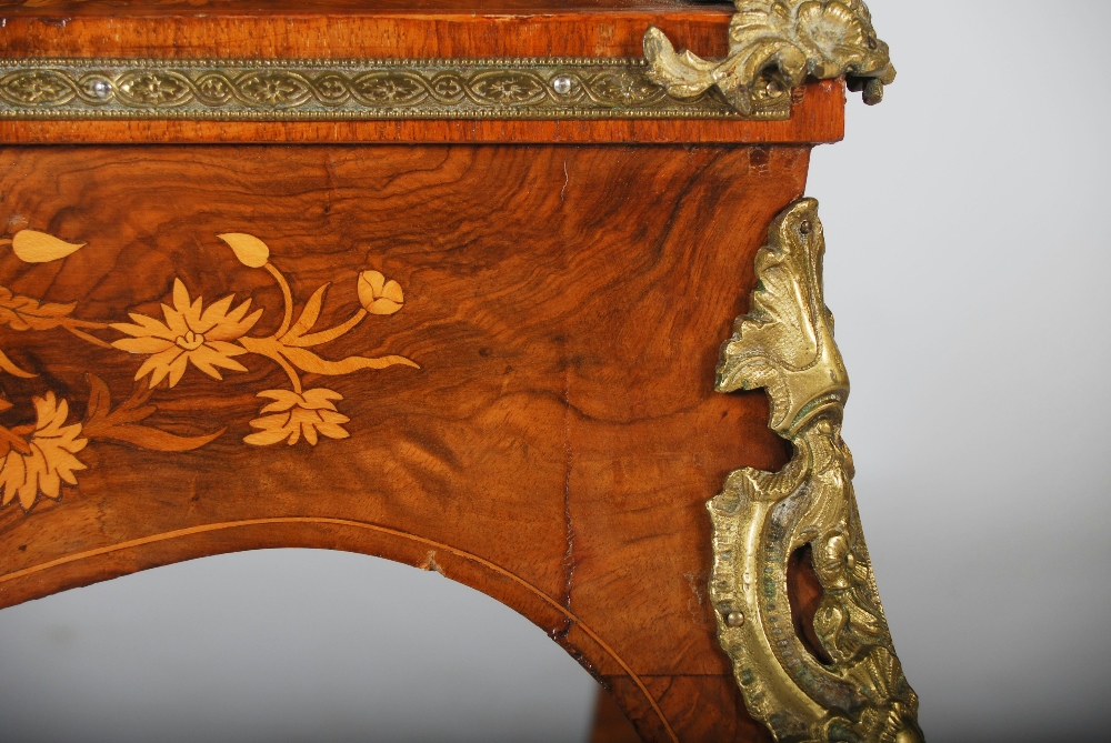 A Victorian walnut, marquetry and gilt metal mounted jardiniere stand and cover, the rectangular top - Image 7 of 7