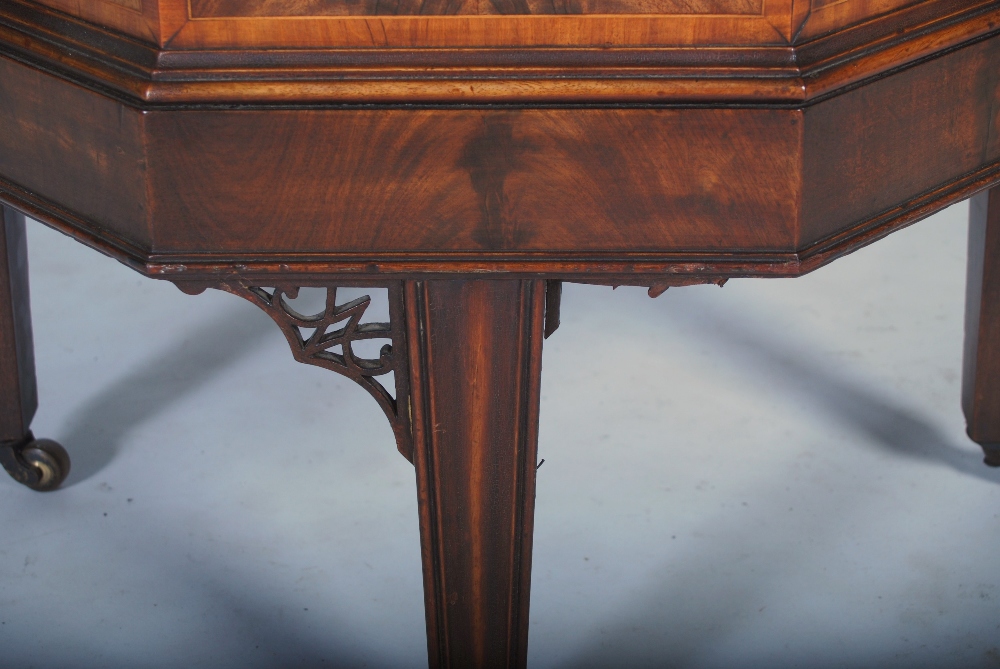 A 19th century mahogany and boxwood lined octagonal shaped wine cooler, the hinged top opening to - Image 7 of 7