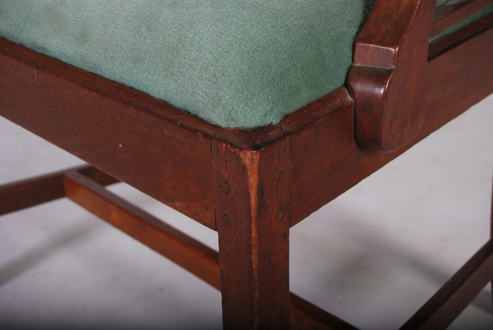 A George III style mahogany armchair in the Chinese Chippendale taste, with drop in upholstered - Image 2 of 2