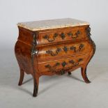 A late 19th century French kingwood, walnut, marquetry inlaid and gilt metal mounted commode, the