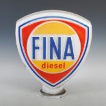 A glass petrol pump globe for 'FINA diesel', 50cm high x 42cm wide