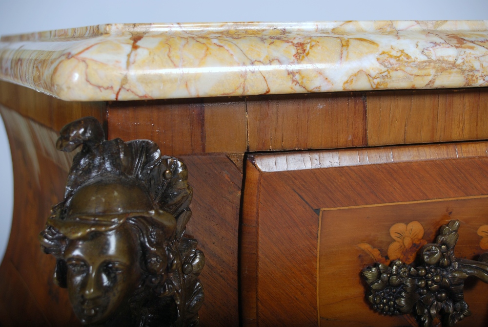 A late 19th century French kingwood, walnut, marquetry inlaid and gilt metal mounted commode, the - Image 3 of 7