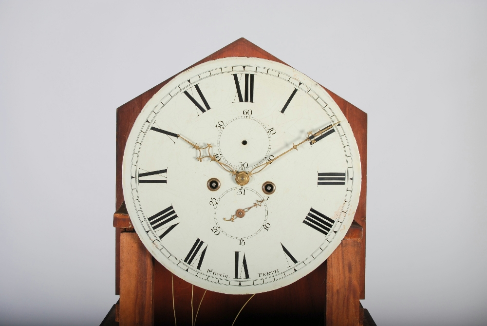 A 19th century mahogany longcase clock Dd. Greig PERTH, the 14" circular enamel dial with Roman - Image 2 of 9