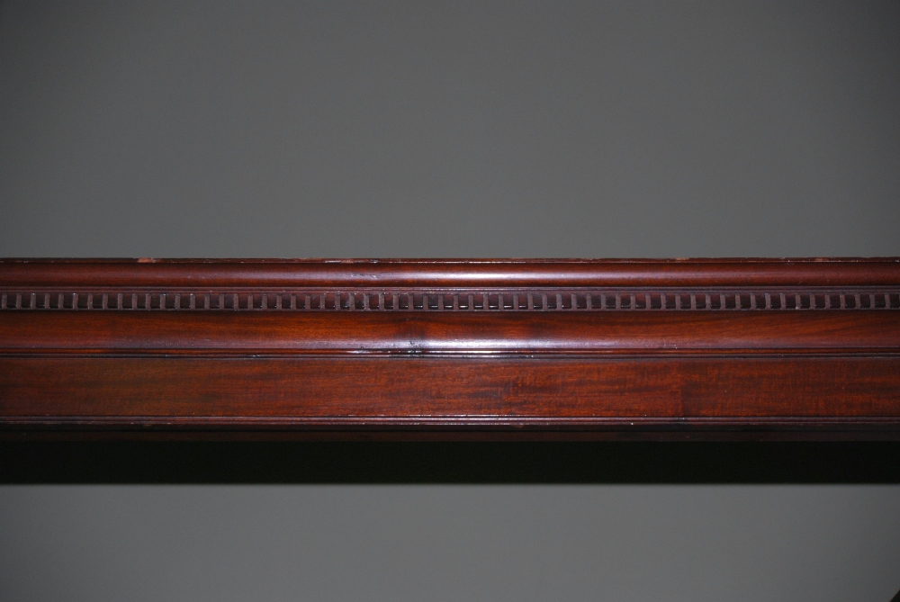 A late 19th century mahogany four poster single bed, the canopy with a moulded edge and dentil - Image 4 of 7