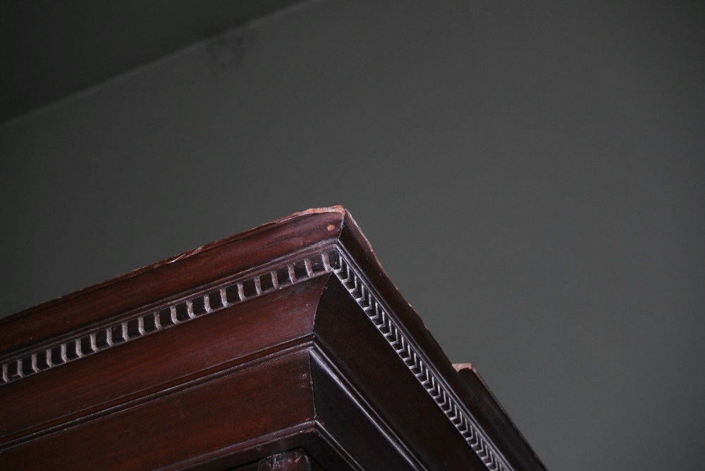 A late 19th century mahogany four poster single bed, the canopy with a moulded edge and dentil - Image 7 of 7