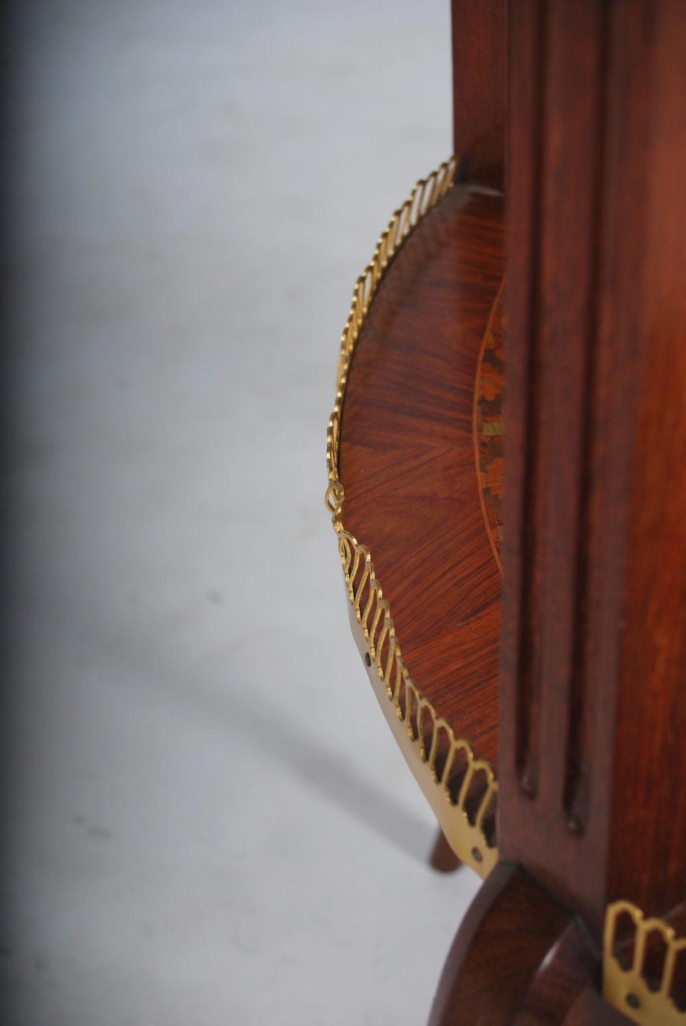 An early 20th century kingwood, parquetry inlaid and gilt metal mounted occasional table, the oval - Image 8 of 8