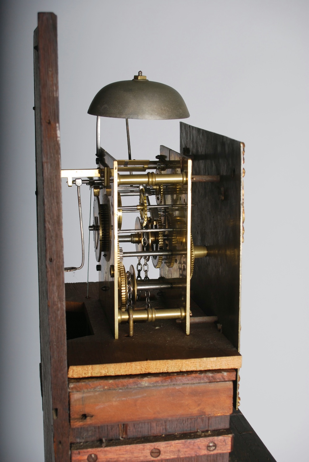 A 17th/ 18th century walnut, oyster veneered, marquetry inlaid and ebony lined longcase clock Nichs. - Image 4 of 10