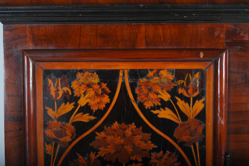 A 17th/ 18th century walnut, oyster veneered, marquetry inlaid and ebony lined longcase clock Nichs. - Image 6 of 10