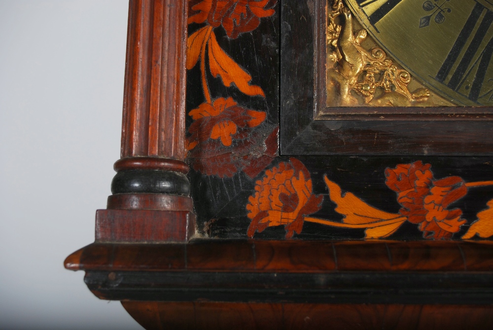 A 17th/ 18th century walnut, oyster veneered, marquetry inlaid and ebony lined longcase clock Nichs. - Image 10 of 10