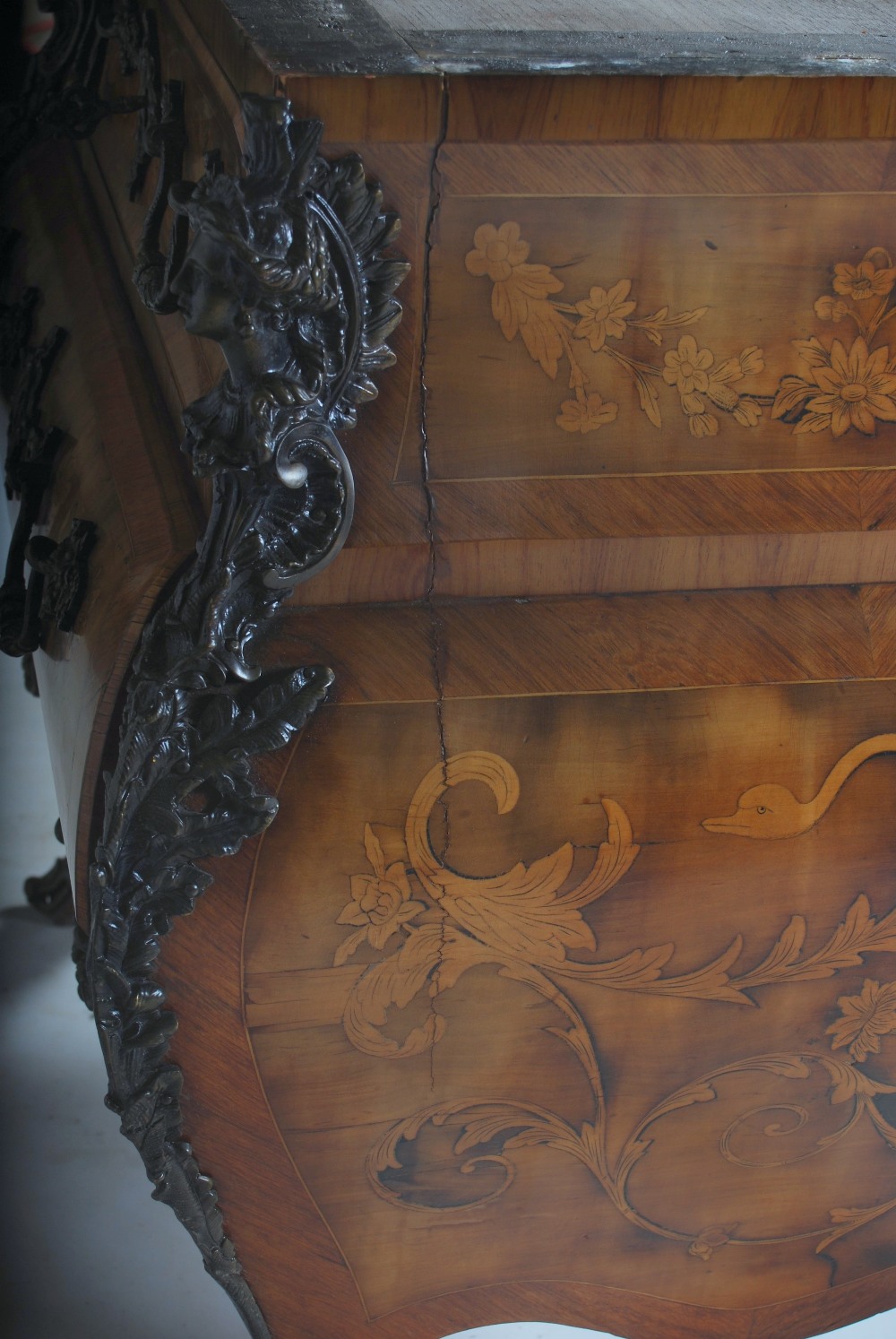 A late 19th century French kingwood, walnut, marquetry inlaid and gilt metal mounted commode, the - Image 6 of 7