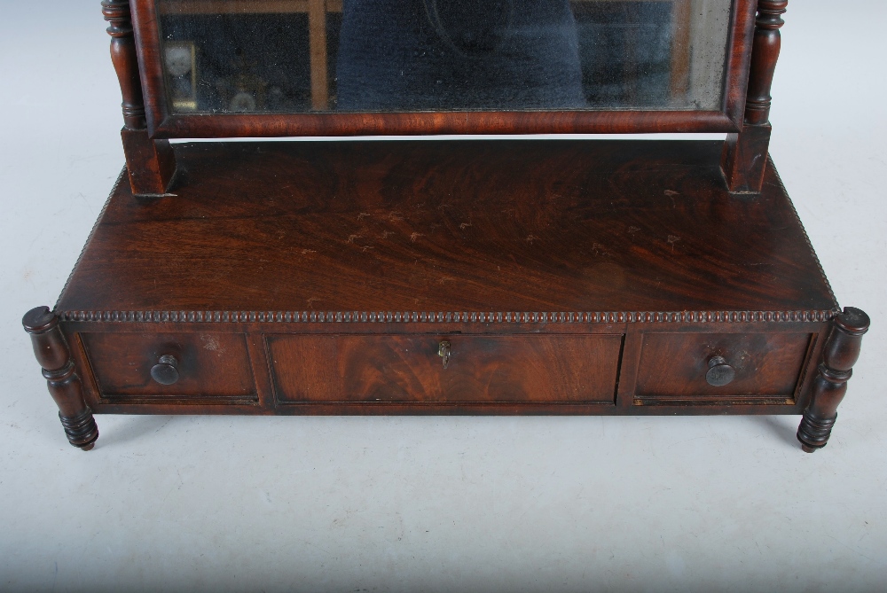 A 19th century mahogany dressing table mirror, the rectangular mirror plate within turned uprights - Image 7 of 8