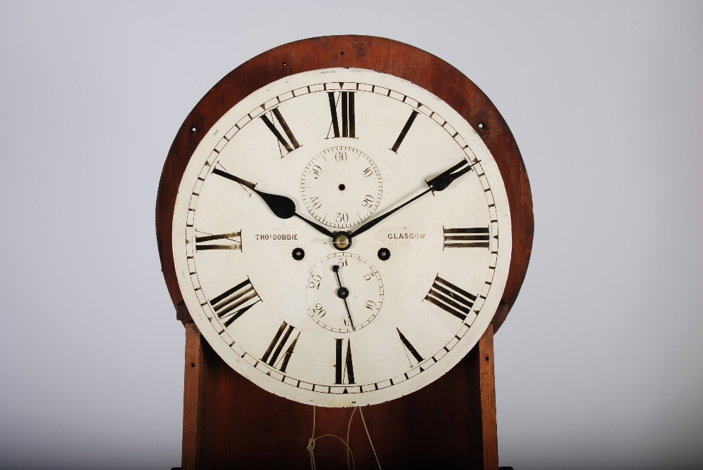 A 19th century mahogany longcase clock THOS. DOBBIE, GLASGOW, the 13" circular enamel dial with - Image 2 of 4