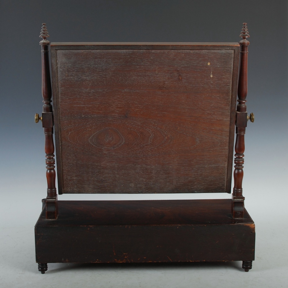 A 19th century mahogany dressing table mirror, the rectangular mirror plate within turned uprights - Image 4 of 8