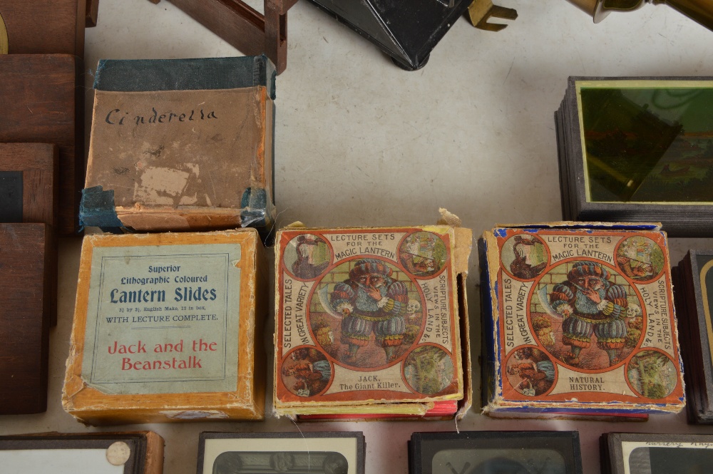 A 19th century magic lantern and assorted slides, to include; boxed Jack The Giant Killer, boxed - Image 4 of 9