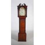A George III oak longcase clock, ROBT. RUSSELL, MOFFATT, the 12" enamel dial with Roman and Arabic