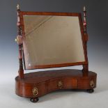 A 19th century mahogany and ebony strung dressing table mirror, the rectangular mirror plate above a