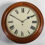 A 19th century mahogany single fusee wall clock, the 12" enamel dial with Roman numerals, 41cm